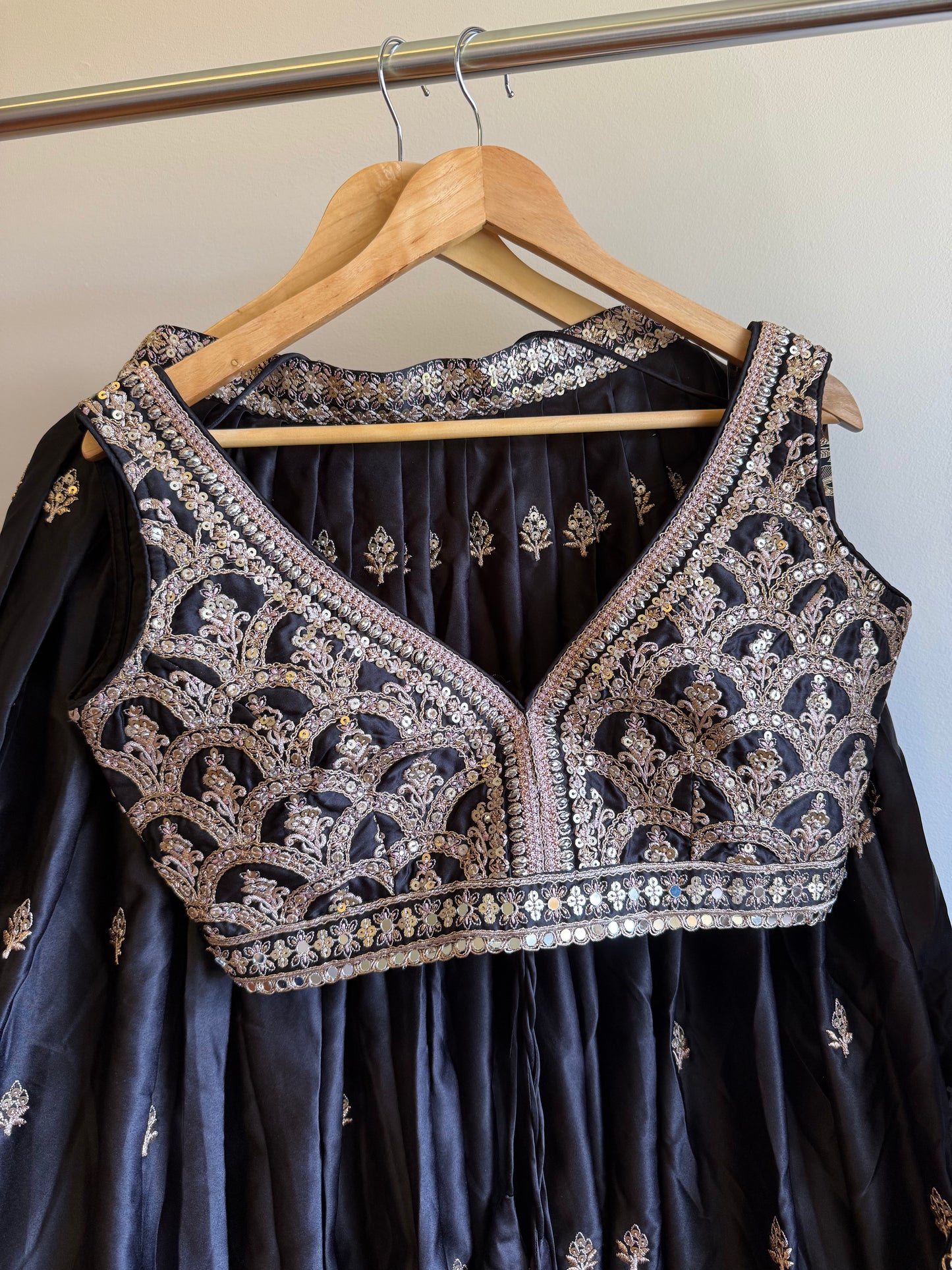 Eternal Elegance: Black Silk/Satin Lehenga