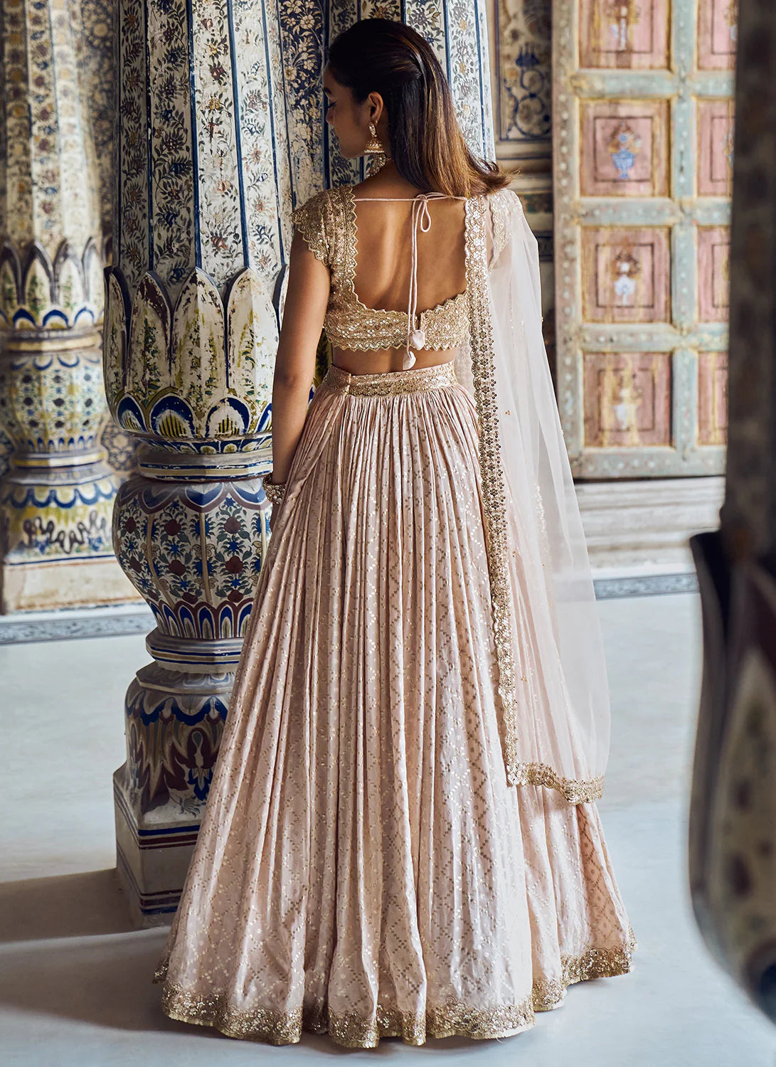 Golden Glow: Nude & Gold Embroidered Lehenga