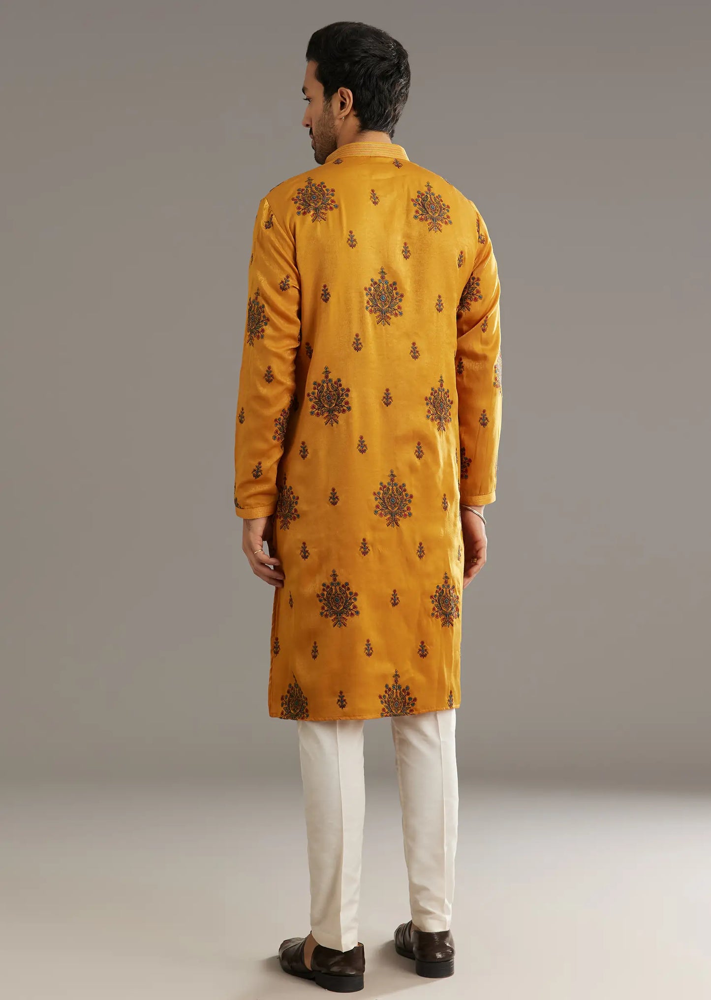 Yellow silk kurta set