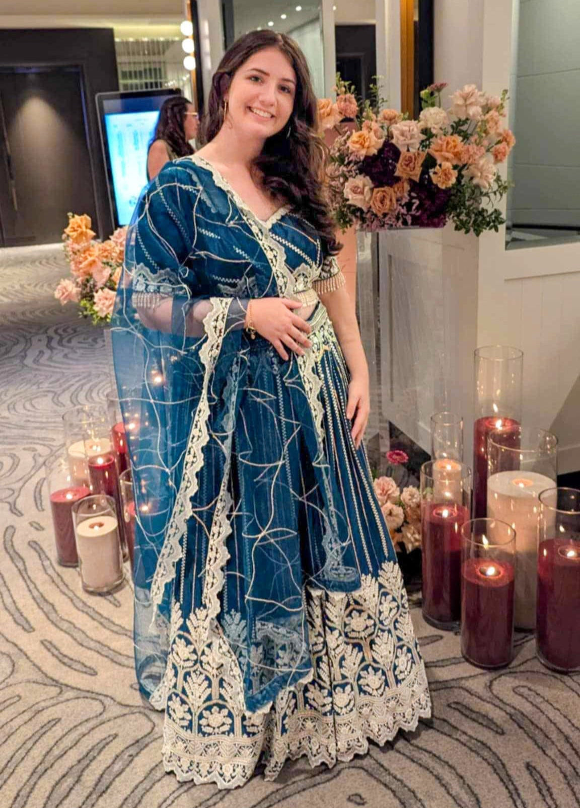 Regal Radiance: Blue Silk Embroidered Lehenga