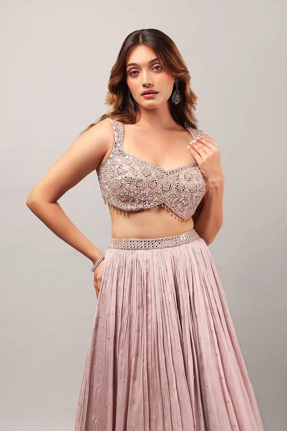 Dusty pink lehenga set