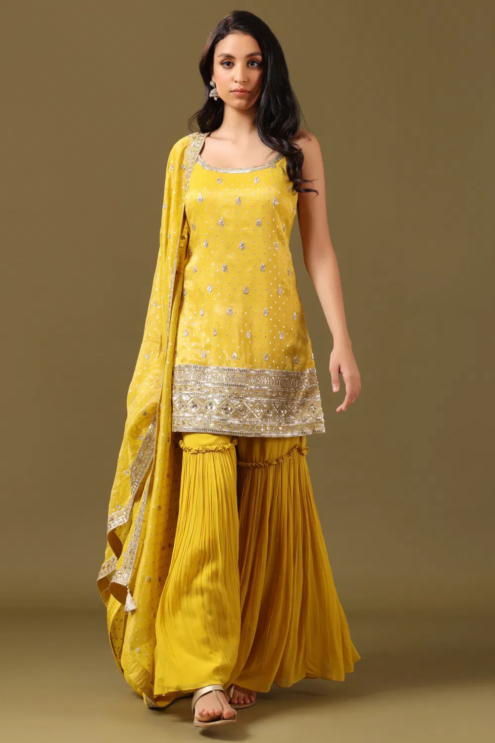 Sunshine yellow sharara set