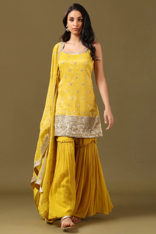 Sunshine yellow sharara set
