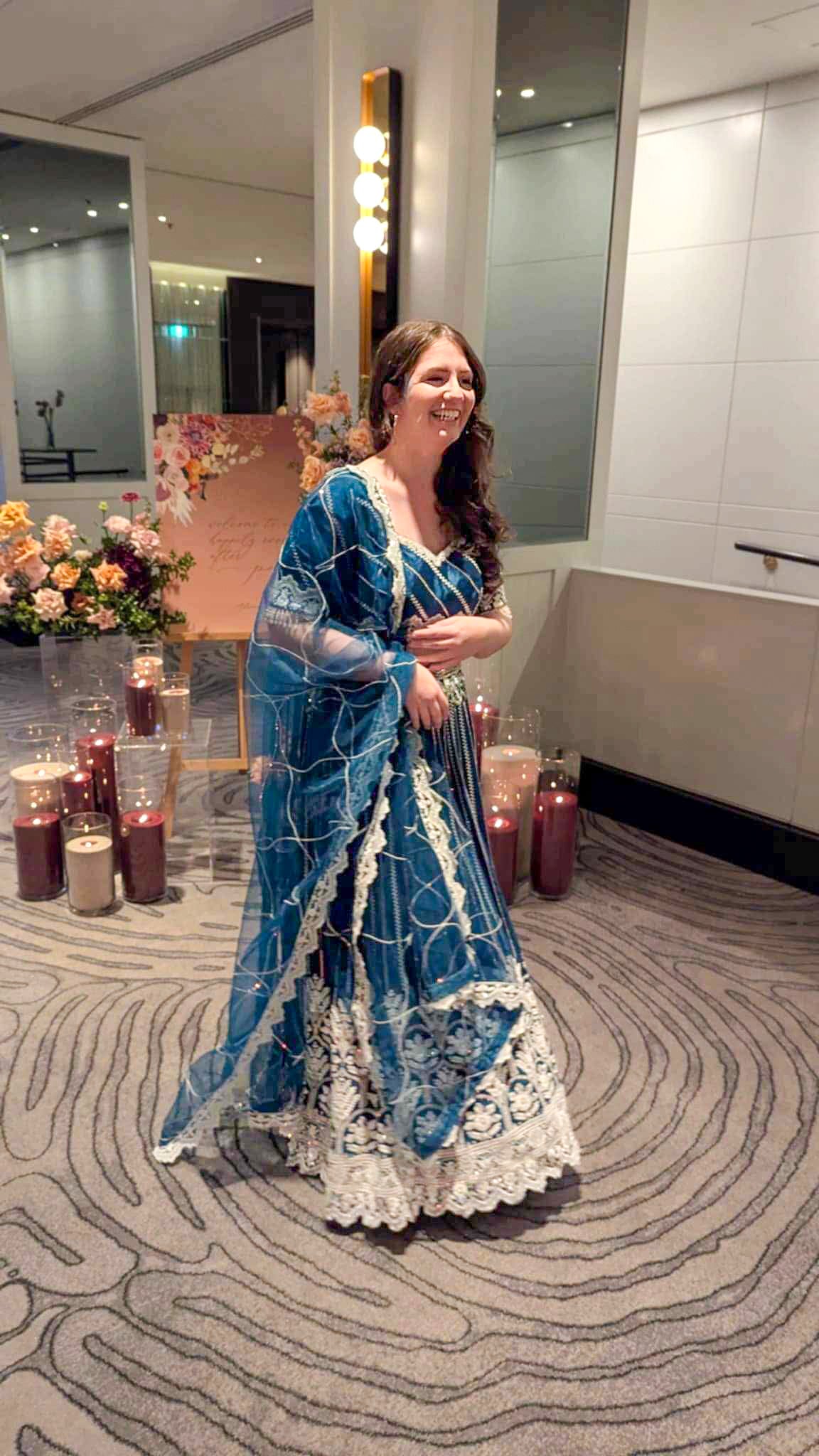 Regal Radiance: Blue Silk Embroidered Lehenga