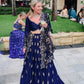 Midnight Majesty: Navy Blue Embroidered Lehenga