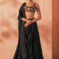 Black embroidered satin lehenga