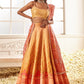 Sunlit Dreams: Yellow & Orange Satin Printed Lehenga