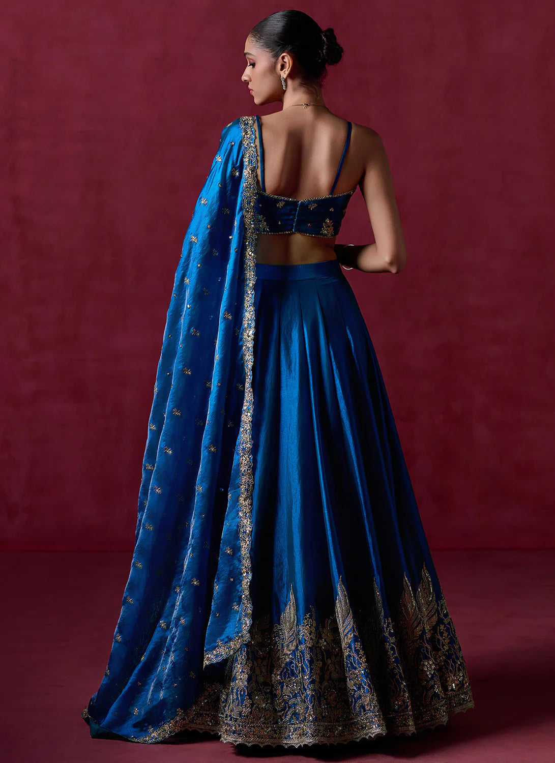 Celestial Bloom: Blue Organza Lehenga