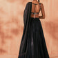 Black embroidered satin lehenga