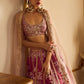 Maroon floral printed lehenga
