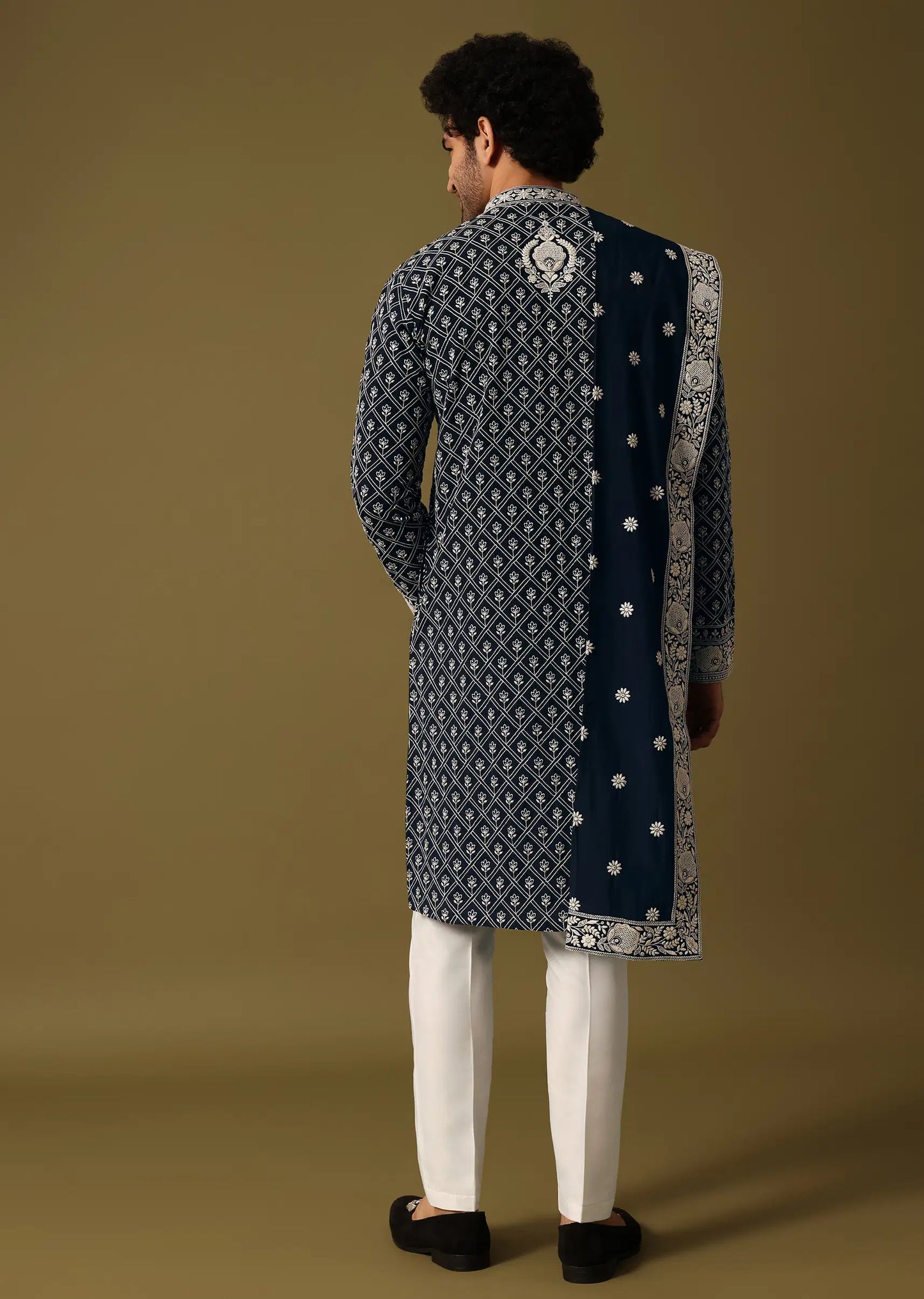 Blue kurta pant set with duppatta