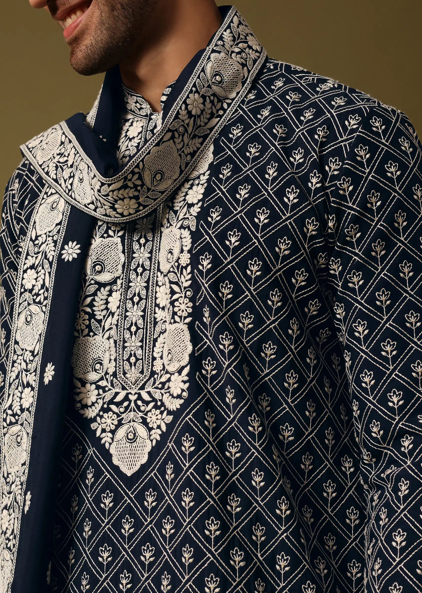 Blue kurta pant set with duppatta