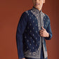 Blue cotton silk kurta jacket set