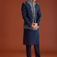 Blue cotton silk kurta jacket set