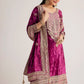 Magenta pink velvet embroidered palazzo suit