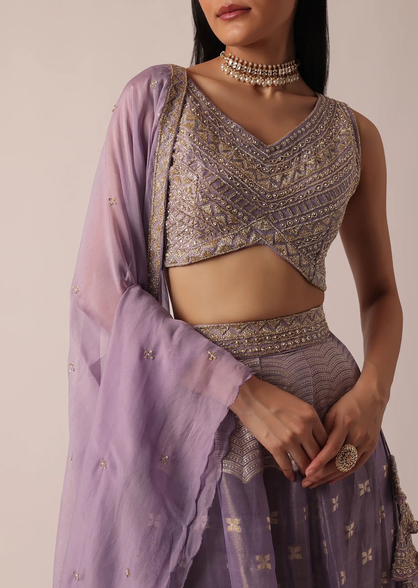 Purple banarasi brocade lehenga